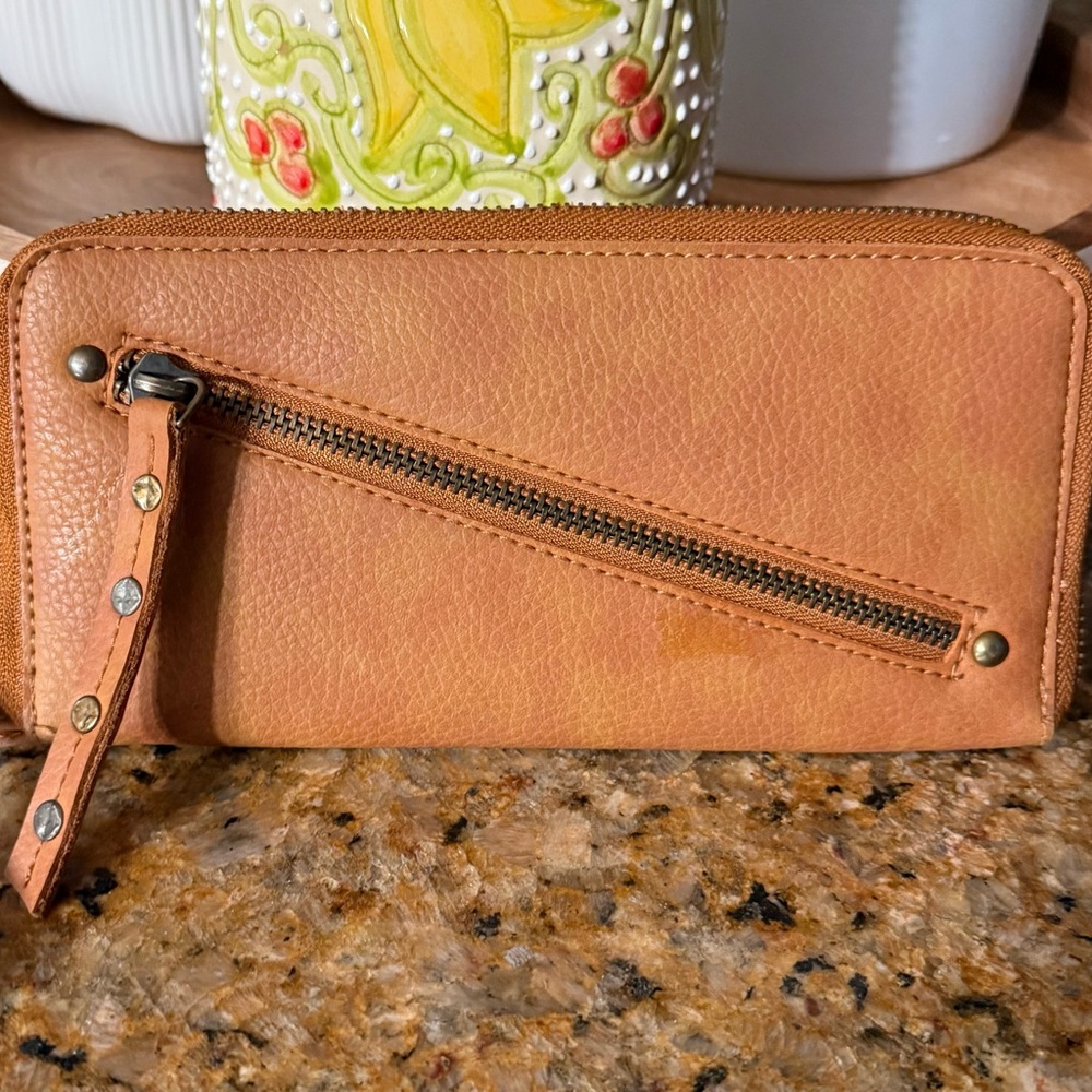 Free People Brown Leather Key & Card Holder